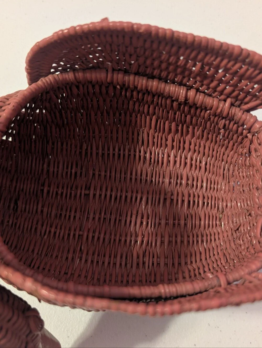 Pink Vintage Wicker Rattan Woven Duck/Goose/Swan Basket Cottagecore Grannycore